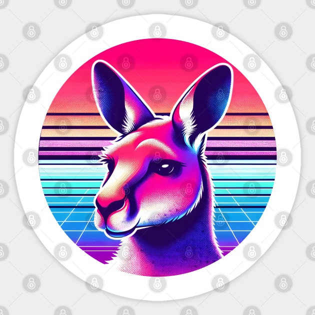 Outback Synth - Kangaroo Vaporwave Sticker by The Tee Bizarre